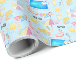 Pool Party Gift Wrapping Paper - Blue ラッピングペーパー