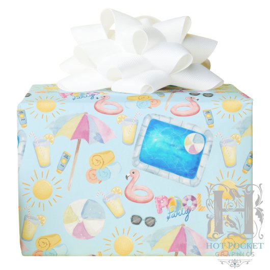 Pool Party Gift Wrapping Paper - Blue ラッピングペーパー