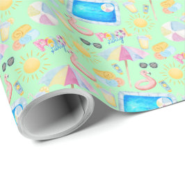 Pool Party Gift Wrapping Paper - Green ラッピングペーパー