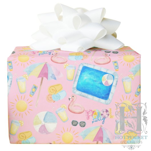 Pool Party Gift Wrapping Paper - Pink ラッピングペーパー