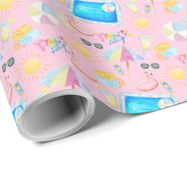 Pool Party Gift Wrapping Paper - Pink ラッピングペーパー