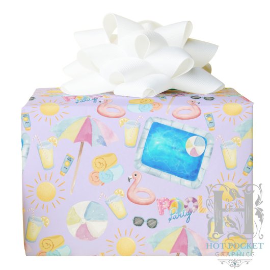 Pool Party Gift Wrapping Paper - Purple ラッピングペーパー
