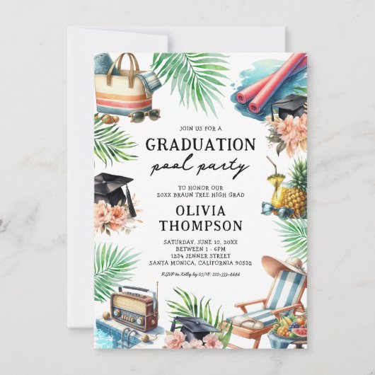 Pool Party Graduation 招待状 (正面)