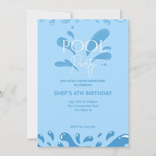 pool party invitation 招待状 (正面)