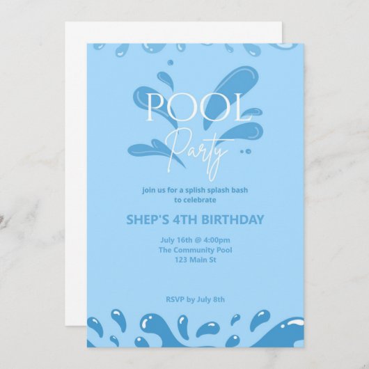 pool party invitation 招待状 (正面/裏面)