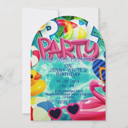 Pool party kids invitation  招待状 (正面)