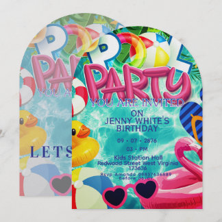 Pool party kids invitation 招待状