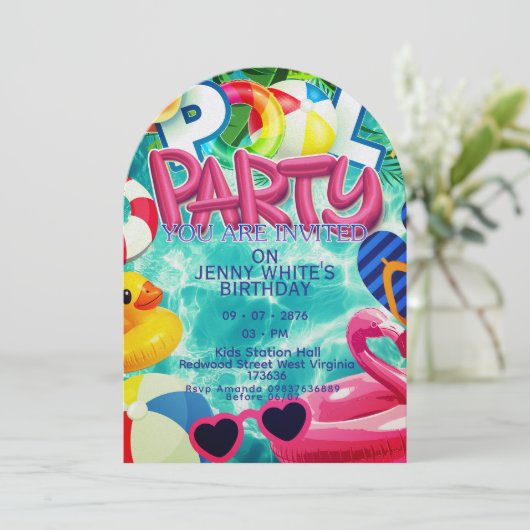 Pool party kids invitation  招待状 (スタンド正面)