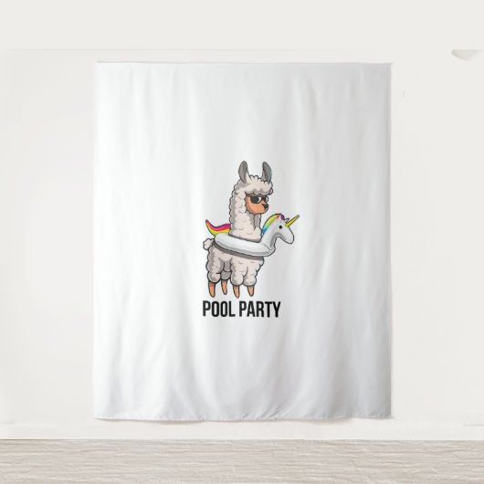 Pool Party Llama Unicorn Float Shirt Funny Llama G タペストリー (正面)