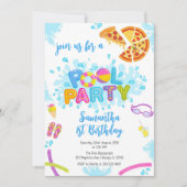 Pool Party | Modern Summer Themed Birthday Party 招待状 (正面)