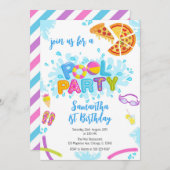 Pool Party | Modern Summer Themed Birthday Party 招待状 (正面/裏面)