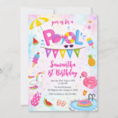 Pool Party | Modern Summer Themed Birthday Party 招待状 (正面)