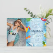 Pool Party Photo Splish Splash Pool Birthday 招待状 (スタンド正面)