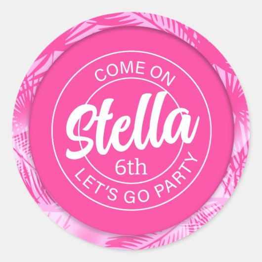 Pool Party Pink Doll ラウンドシール (正面)