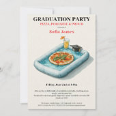 Pool Party Pizza Graduation Celebration Invitation 招待状 (正面)