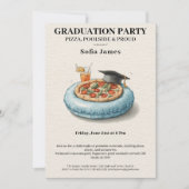 Pool Party Pizza Graduation Celebration Invitation 招待状 (正面)