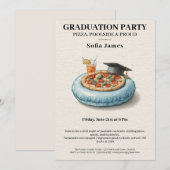 Pool Party Pizza Graduation Celebration Invitation 招待状 (正面/裏面)
