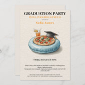 Pool Party Pizza Graduation Celebration Invitation 招待状 (正面/裏面)