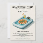 Pool Party Pizza Graduation Celebration Invitation 招待状 (正面)