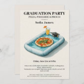 Pool Party Pizza Graduation Celebration Invitation 招待状 (正面/裏面)