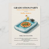 Pool Party Pizza Graduation Celebration Invitation 招待状 (正面/裏面)