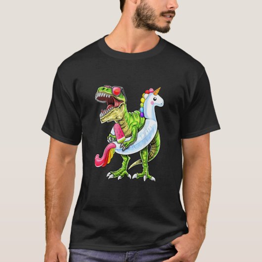 Pool Party Rex Dinosaur Unicorn Float Summer Tシャツ (正面)