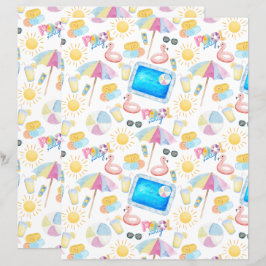 Pool Party Scrapbook Paper in White