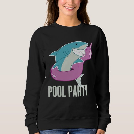 Pool Party  Shark Unicorn Fishing スウェットシャツ (正面)