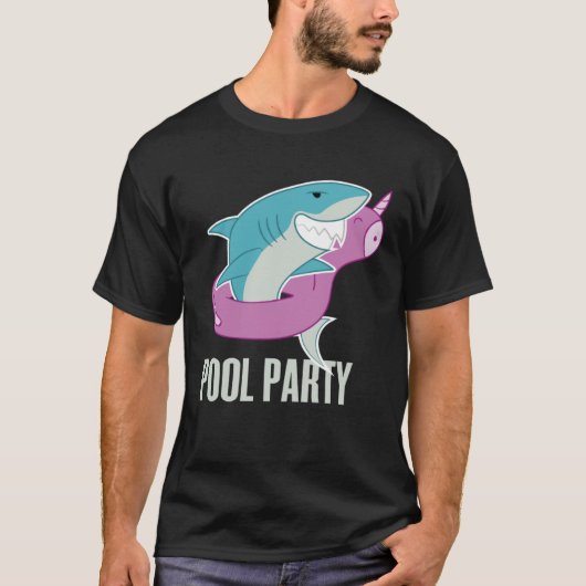 Pool Party  Shark Unicorn Fishing Tシャツ (正面)
