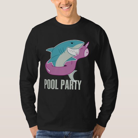Pool Party  Shark Unicorn Fishing Tシャツ (正面)