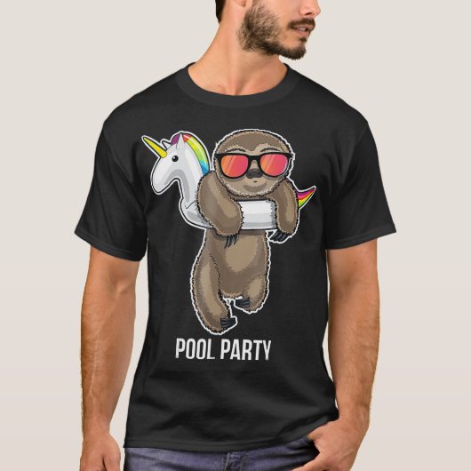 Pool Party Sloth Unicorn Float  Funny Sloth Kids Tシャツ (正面)