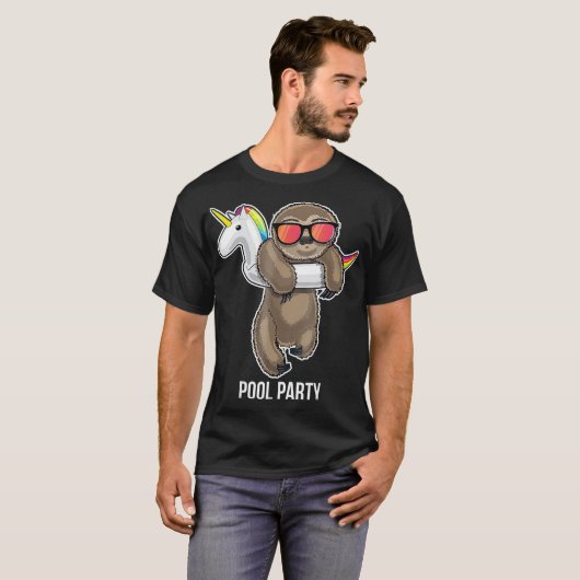Pool Party Sloth Unicorn Float Funny Sloth Kids Tシャツ (正面フル)