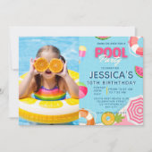 Pool Party Splish Splash Pool Birthday Invitation 招待状 (正面)