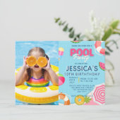 Pool Party Splish Splash Pool Birthday Invitation 招待状 (スタンド正面)