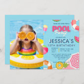 Pool Party Splish Splash Pool Birthday Invitation 招待状 (正面/裏面)