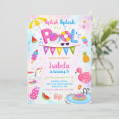 Pool Party Splish Splash Summer Beach Birthday  招待状 (スタンド正面)