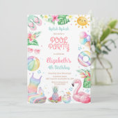 Pool Party Splish Splash Summer Beach Birthday 招待状 (スタンド正面)