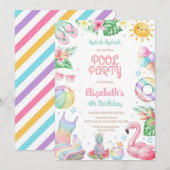 Pool Party Splish Splash Summer Beach Birthday 招待状 (正面/裏面)