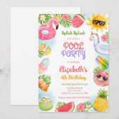 Pool Party Splish Splash Summer Beach Birthday 招待状 (正面/裏面)