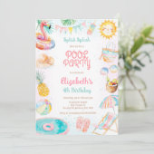 Pool Party Splish Splash Summer Beach Birthday 招待状 (スタンド正面)