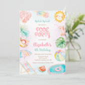 Pool Party Splish Splash Summer Beach Birthday 招待状 (スタンド正面)