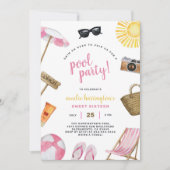 Pool Party Summer Beach Birthday Invitation 招待状 (正面)