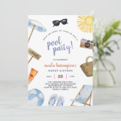 Pool Party Summer Beach Birthday Invitation 招待状 (スタンド正面)
