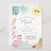 Pool Party Summer Birthday Invitation 招待状 (正面)