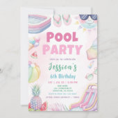 Pool Party - Summer Girl Birthday Party 招待状 (正面)
