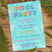 Pool Party Summer Holiday Birthday Invitation 招待状