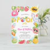 Pool Party Summer Theme Birthday Party Invitation 招待状 (スタンド正面)
