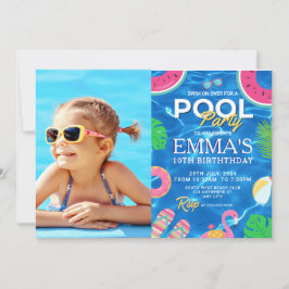 Pool Photo Birthday Party 招待状
