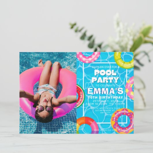 Pool Photo Birthday Party 招待状 (スタンド正面)