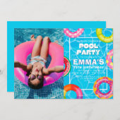 Pool Photo Birthday Party 招待状 (正面/裏面)